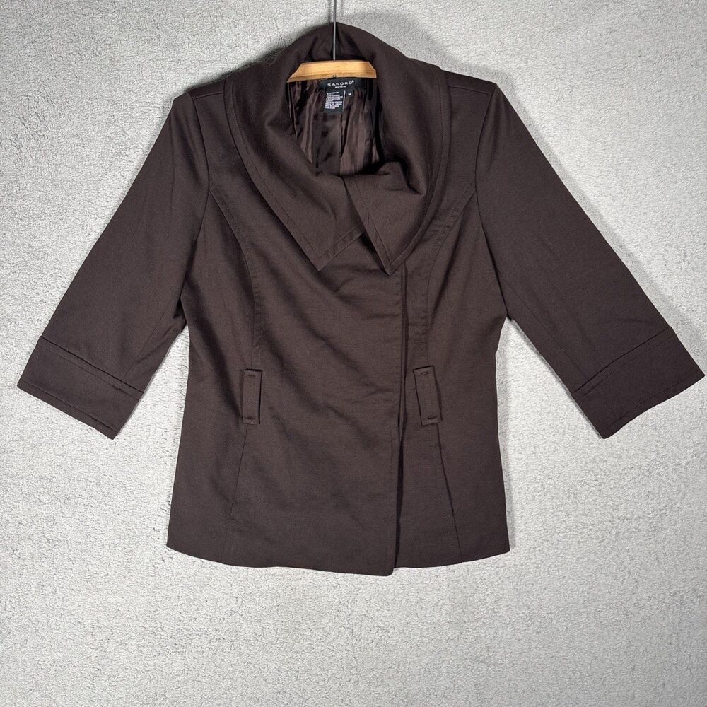 Sandro Sportswear Utility Jacket Womens Size M Brown Work Modest Office Retro‎